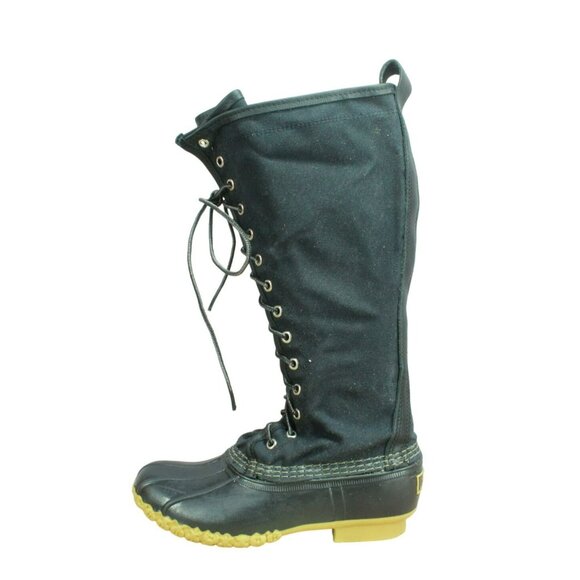 LL Bean Signature Black Waxed Canvas Unlined Tall Hunting Duck Boots Size 6 M - Picture 1 of 11
